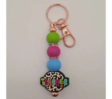 Teacher Silicone Bead Keychain