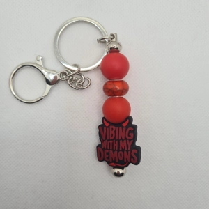 Vibing With My Demons Silicone Bead Keychain