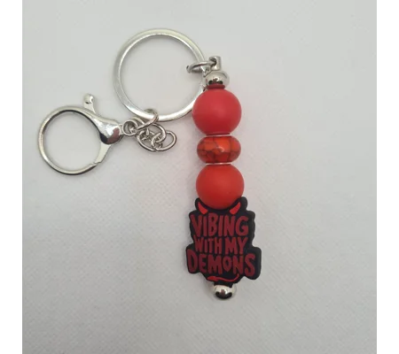 Vibing With My Demons Silicone Bead Keychain