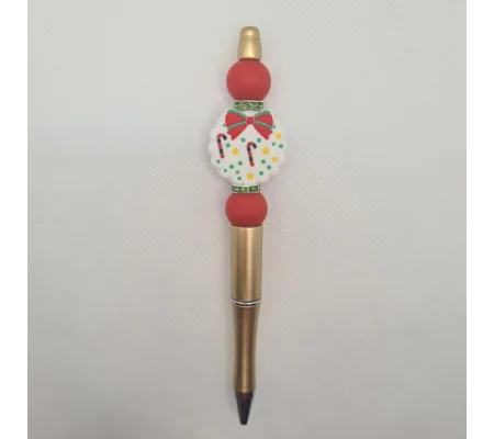 White Wreath Silicone Bead Pen