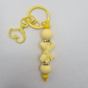 Yellow Bow Silicone Bead Keychain