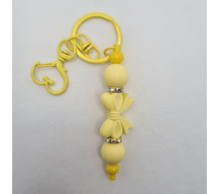 Yellow Bow Silicone Bead Keychain