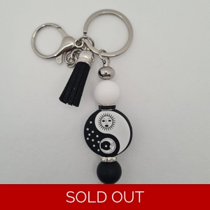 Yin Yang Silicone Bead Keychain