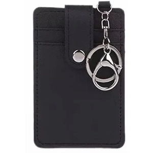 Slim ID Credit Card Holder Minimalist Wallet Case With Key Chain And Ring Clasp