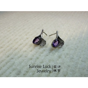 紫晶杏韻耳釘 Amethyst Ginkgo Earrings