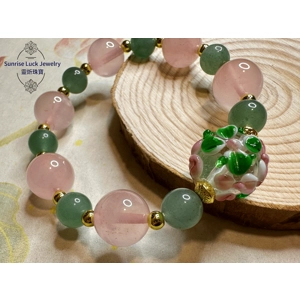 Rose Quartz, Aventurine & Glaze Bracelet