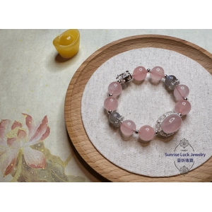 Rose Quartz & Grey Moonstone Bracelet Smoky Azeztulite Bracelet