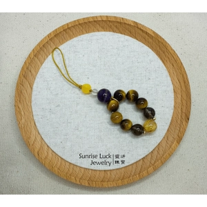 Dream Amethyst · Yellow Tiger's Eye · Golden Rutilated Quartz Phone StrapTriple Energy Convergence