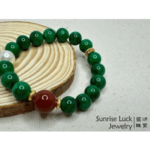 Dry Green Jadeite · Nanhong · Shell Bead BraceletTriple Treasure Luck Energy Chain