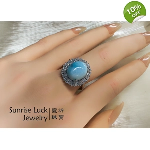 滄溟映月・海紋石鋯石戒 Azure Tide & Lunar Glow Larimar Zircon Ring 滄溟映月・海紋石鋯石戒 Azure Tide & Lunar Glow Larimar Zircon Ring