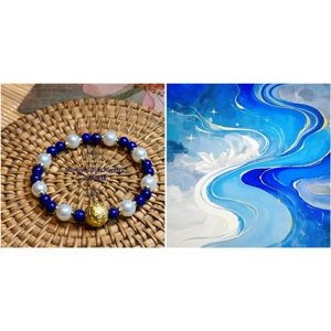 [Litmited] Lapis lazuli and Mother-of-Pearl Bracelet 青金石貝母珠手串