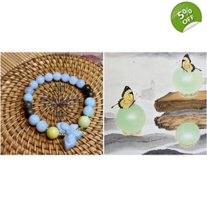 Butterfly - dancing Jade Bracelet 雙色翡翠蝴蝶手串