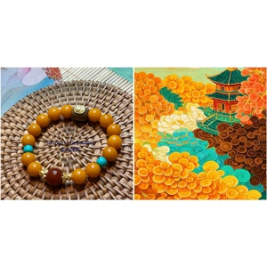 [Limited] Amber - Turquoise - South Red Agate Bracelet 蜜蠟綠松石南紅手串