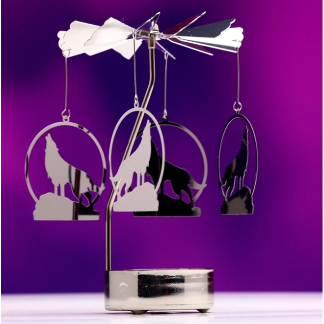 Additional Image for Spinning Tea Light Carousel Candle Holder - Howling Wolf