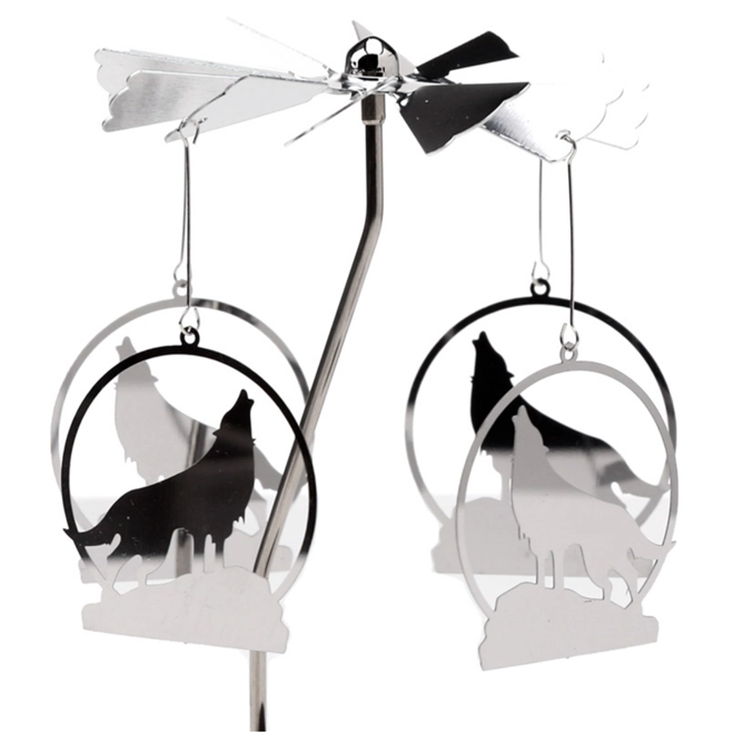 Additional Image for Spinning Tea Light Carousel Candle Holder - Howling Wolf