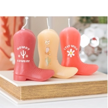 Set of 3  Novelty Cowboy Boot Candles