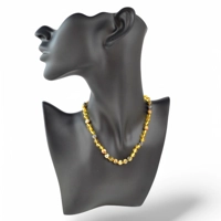Amber necklace with natural gemst..