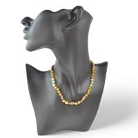 Green Amber necklace with hazelwo..