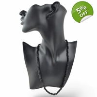Men's amber necklace with black g..