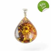 Dazzling Silver Baltic Amber Pend..