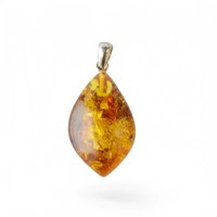 Silver-Set Baltic Amber Pendant –..