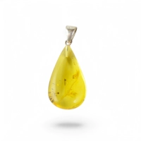 Drop yellow amber pendant, Baltic..