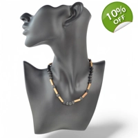 Agate lava necklace with hazelwoo..