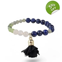 Gemstone bracelet with flower pen..